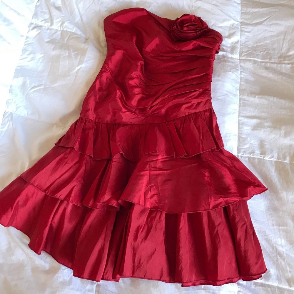 Strapless red dress